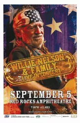 Willie Nelson 2019 concert poster 11 X 17 NEW ! FREE Shipping to the USA only ! Local pickup is available in Port...
