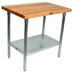 Item model number HNS01. Expand your workspace with this wood top prep table from John Boos. This edge grain blended...