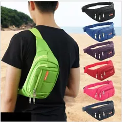 Unisex fashion sports belt bag, zipper closure, solid color design, the belt of the belt bag is a thick webbing belt...