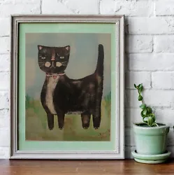 8 x 10 Art PRINT of my original acrylic painting of, Outdoor Kitty. Print may be a bit darker/lighter and colors may...