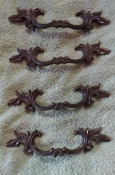 4 Solid Brass French Provincial style drawer pulls. Brass Drawer Pulls Handles Gothic French Provincial, Victorian,...
