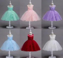 3D Floral Applique Flower Girl Dress up. Color: White, Wine Red, Turquoise, Pink, Light Blue and Purple. This is the...