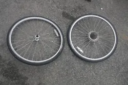 GIANT BIKE WHEEL SET WITH REFLECTIVE SIDEWALLS THAT RUN TRUE WITH A 7 SPEED CASSETTE 