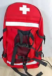 Rothco EMS Trauma Backpack#2445 12x18.5x7.5 In Red Reflective Multi Pouch. Condition is 