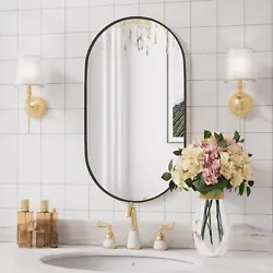 40x20 Black Gorgeous Bathroom Oval Wall Mounted Mirror HD Glass Undistorted.