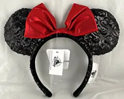 Mouse Ears with red bow, black sequin market. Minnie Mouse. Disney Parks. Ears Headband. Other Policies Back to Top....