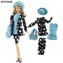 Fashion Doll Clothes Set For Barbie Doll Outfits Hat Coat Vest Skirts Handbag 1/6 Doll Accessories For Barbie Doll...