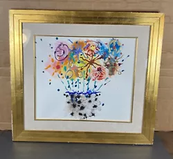 Colorful Framed Original Abstract Floral Painting. Please look at photos carefully for condition of item before buying....