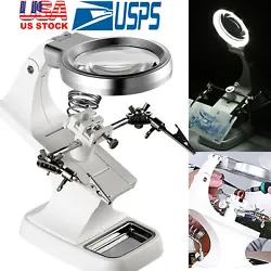 Led Light Magnifier Desk Lamp Helping Hand Soldering Stand 3x Magnifying Glass. Product Type: Helping Hands Magnifying...