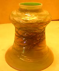 Up for sale Estate fresh is a Gorgeous Antique Czech Threaded Art Glass Iridescent Lamp Shade Loetz?. in Fine overall...