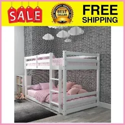Sweet dreams in your kids bedroom start right here in the Campbell white twin over twin floor bunk bed by Hillsdale...