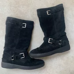 Coach Thelma Embossed Black Suede Boot - Size 9B Womens.