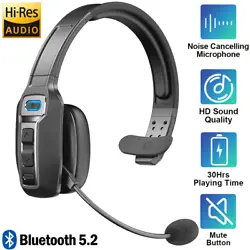 Trucker Bluetooth 5.0 Wireless Headset With Noise Cancelling Mic For Phones PC.