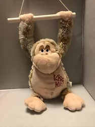 Nanco Tan Plush Hanging Monkey, Soft, Cuddly stuffed animal 