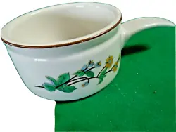 Woodhill Fine Bakeware. 12oz Soup Bowl with Handle. Yellow & Blue Floral.