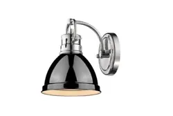 Golden Lighting Duncan Chrome 1-Light Bath Light with Black Shade.