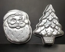 Wilton 502-2308 Santa Claus Face Christmas Cake Pan 1979 & Holiday Tree 502-1107.