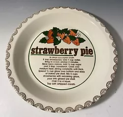 Strawberry Pie Plate with Recipe (Ceramic) 10”.