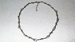 This is a Beautiful Barb Barbed Wire Design Charm Choker Necklace. This Choker is Handcrafted. It is Silver Tone in...