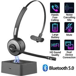 Trucker Bluetooth Headset With Noise Cancelling Mic Wireless Headphone PC Laptop.