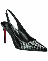 Christian Louboutin Kate 100mm Embossed Leather Slingback Pump (Without Box). Embossed leather upper. Lightly padded...