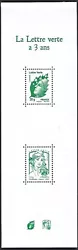 Face Avant ( 2 timbres ) du CARNET Lettre Verte 2014 NEUF . TIMBRES de FRANCE NEUFS Qualité LUXE.