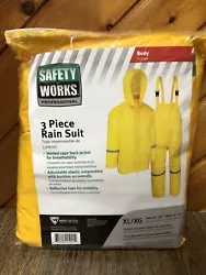 Safety Works Professional Yellow Rain Suit SW44336-XL Brand New