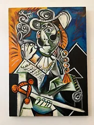 Pablo Picasso. Oil on canvas painting, handmade, signed and stamped. 19.6 in x 27.5 in.