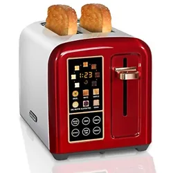 SEEDEEM Toaster 2 Slice, Stainless Steel Bread Toaster with LCD Display and Touch Buttons, 50% Faster Heating Speed, 6...