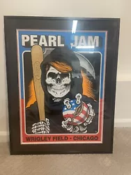 Pearl Jam 2016 Wrigley Field Poster, Sean Cliver, Show Edition.  Professionally framed with a double matte and ready to...