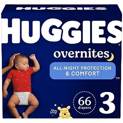 Huggies Overnites disposable diapers feature adorable Disney Winnie the Pooh designs and are available in size 3 (16-28...
