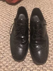 Nunn Bush Mens Shoes Nelson Black Leather Wing Tip Oxford Lace Up 84525-001. Condition is 