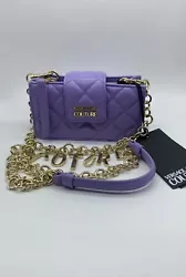 Versace Jeans Couture Mini Shoulder Hand Bag In Purple Faux Leather. * Please note bag has a little wear to in on the...