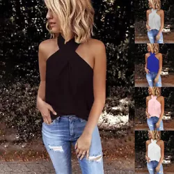Strap Type:Halter. Sleeve Length:Sleeveless. Sleeve Type:Tank. Age: Ages 18-35 Years Old. There may be slightly color...