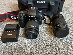 Canon EOS 80 D body plus  EF-SE 18-55 IS STM Lens, plus EF-S 55-250 IS STM lens. Also includes gadget bag and extra...