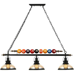 Usage: Billiard / Pool Table. Shade Shape: Bowl. Shade Material: Glass. Shade Color: Black,Amber. Number Of Lights: 3...