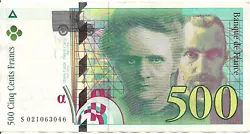 Billet de 500 francs 1994 France Curie SUPS021063046     19944 trous dépingleEnvoi en recommandé