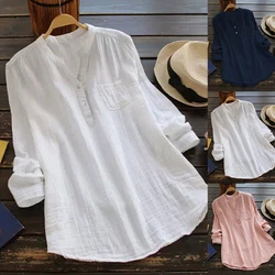 Fabric Type:Cotton Linen. Material:Linen Blend. Neckline:Half open collar. You may also like. Sleeve Length:Long...