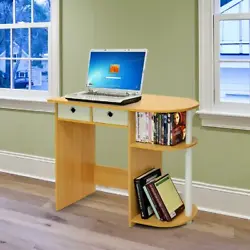 Compact and stylish design. Compact size computer desk with side shelves suitable for small rooms. Furinno Go Green...