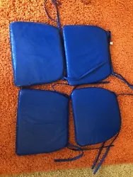 VTG 1980’s post modern, modern 4 VINYL BLUE CHAIR SEAT PADS. Condition is 