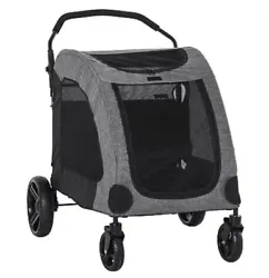 PawHut Pet Stroller Universal Wheel with Storage Basket Ventilated Foldable Oxford Fabric.