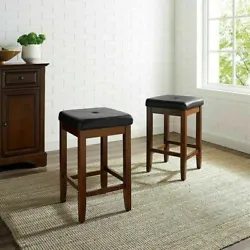 These Upholstered Backless Bar Stool Set 2 features upholstered square seats and hardwood construction for both comfort...