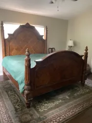 Mediterranean oak bedroom set elaborate design with marble tops
