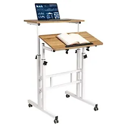 [ Applicable to Multiple Scenes] Using the adjustable desk with wheels for simple rolling computer table, reader desk,...