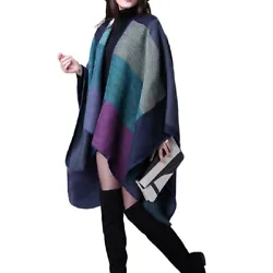 SOFT & OPEN FRONT PONCHO CAPE -This stylish color block poncho is large enough to wear in several different ways for...