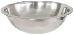 Item Mixing Bowl, Capacity 16 qt, Material Stainless Steel, Color Silver, Inside Dia. 16 1/2 in, Outside Dia. 17 7/8...