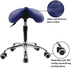 Rolling Saddle Stool PU Leather Swivel Adjustable Rolling Stool with Wheels Salon Chair Black. Multifunctional rolling...