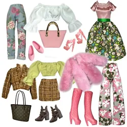 Fits Eledoll and Barbie. DOLL NOT included. All clothes, shoes and accessories included AS SHOWN IN MAIN PHOTO.