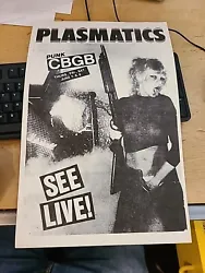 Great vintage Plasmatics gig poster.  Measures 11 by 17 and is on heavy weight paper.