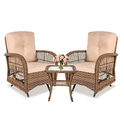 The sturdy steel construction with powder-coated finish and all weather wicker ensures durability and long-lasting use....